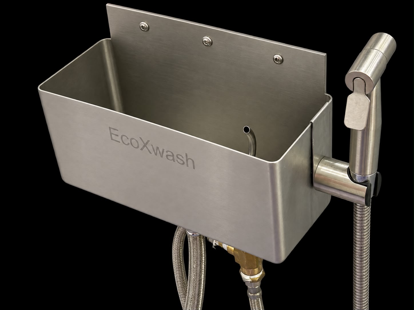 EcoXwash integrated dipper well system with plumbing and sprayer
